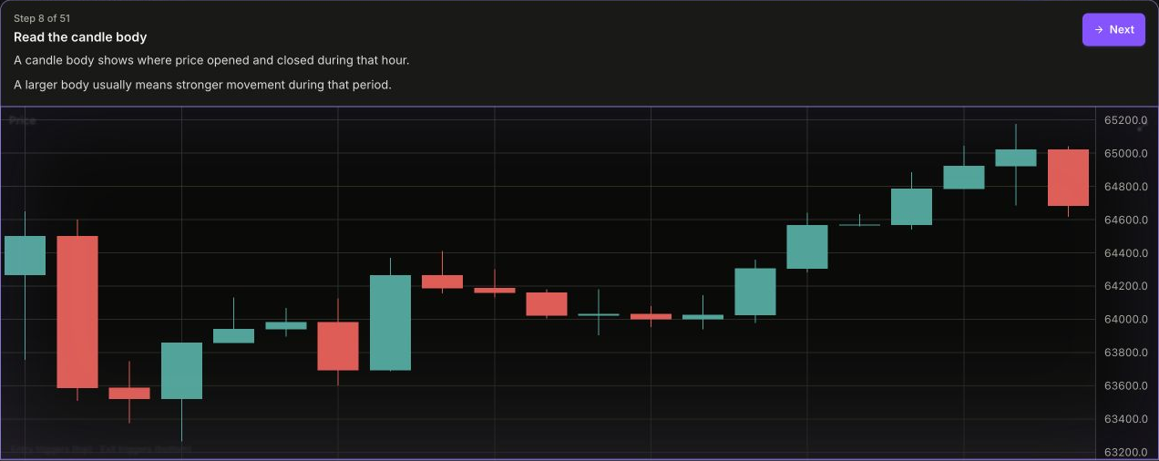2Signals lesson explaining chart data