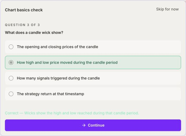 First-lesson quiz with an explanation of the answer
